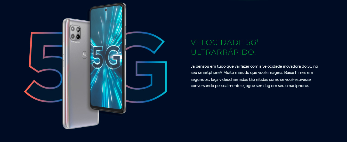 Smartphone Motorola G 5G 128GB 6GB RAM Tela 6,7 Câmera Tripla Traseira 48MP + 8MP + 2MP Frontal de 16MP Bateria 5000mAh Preto